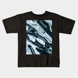 Liquid Marble Cool Blue and Black Kids T-Shirt